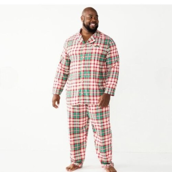 NWT Men’s Flannel Christmas Plaid 2 Pc Pajama Set Jammies For Your Families 3XLT - Picture 1 of 14